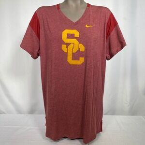 USC Trojans NCAA Nike Cardinal Gold V-Neck Sideline T-Shirt Women's XL